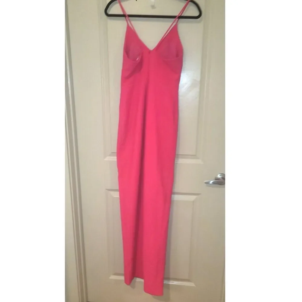 Likely Hot Pink Maxi Dress Size 2 V Neck Spaghetti Strap Formal - Picture 3 of 8